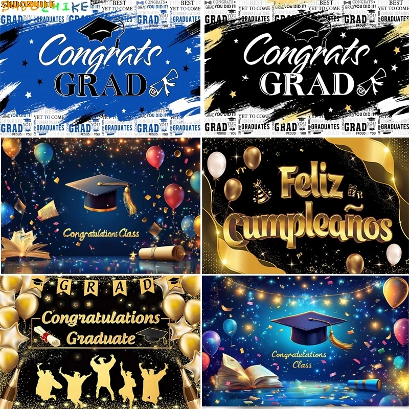 Black Gold Graduation Background Grad Ceremony Party Decorations Bachelor Hat Glitter Balloons Class Photography Backdrops JM-03
Black Gold Graduation Background Grad Ceremony Party Decorations Bachelor Hat Glitter Balloons Class Photography Backdrops JM-03