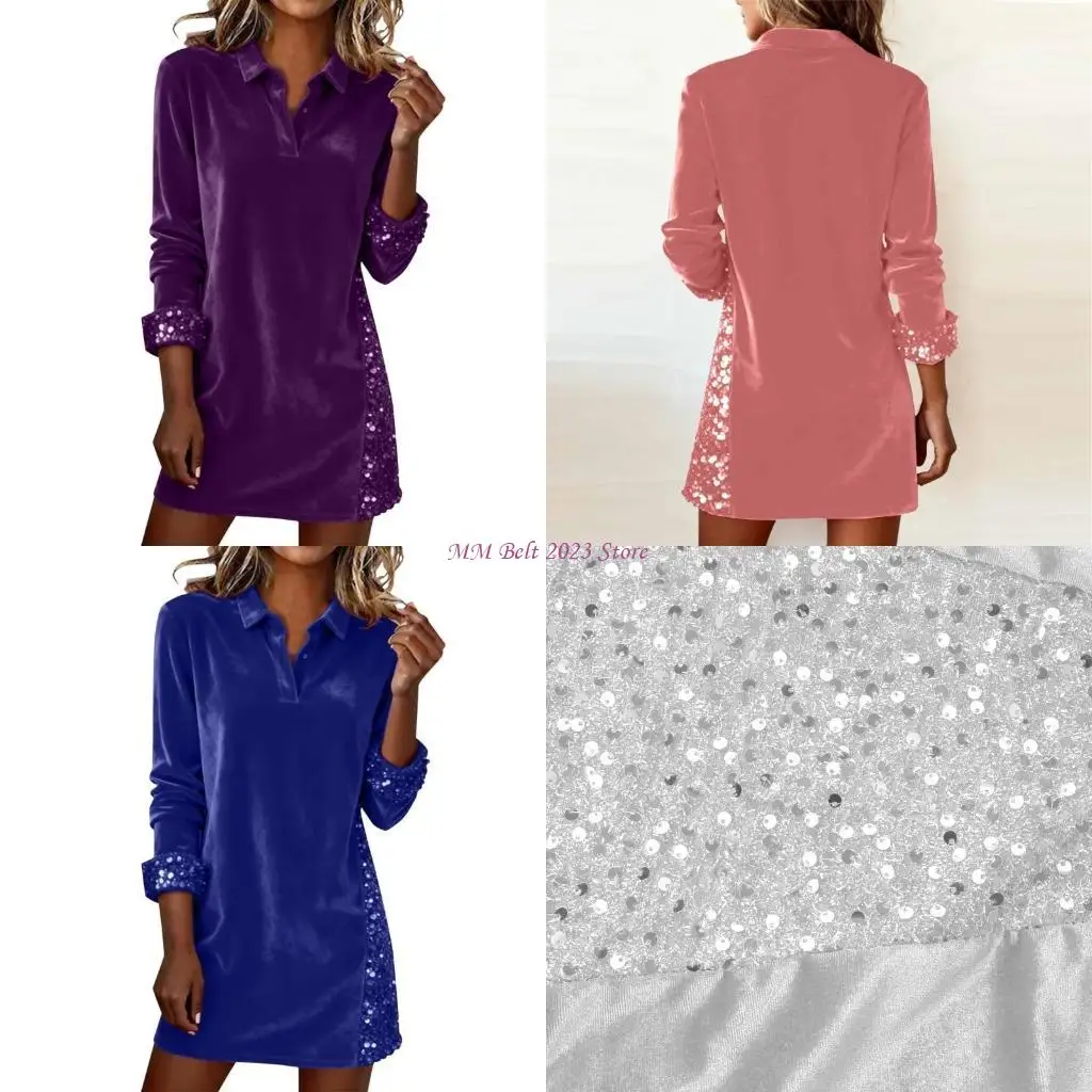 49ME Women's casual long-sleeved dress with sequins
49ME Women's casual long-sleeved dress with sequins