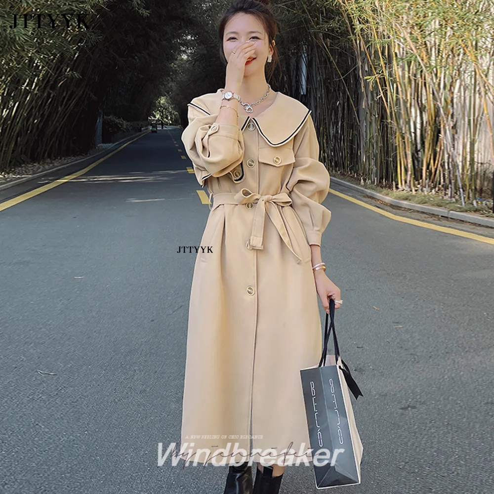 Elegant Sweet Women Windbreaker 2023 Spring Korean Long Trench Coat Single Breasted Drawstring Waist Peter Pan Collar Loose
Elegant Sweet Women Windbreaker 2023 Spring Korean Long Trench Coat Single Breasted Drawstring Waist Peter Pan Collar Loose