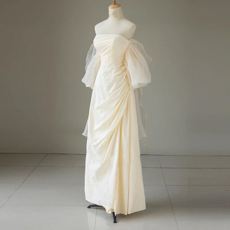French One Shoulder Light Wedding Dress, Bridal Satin Outward Yarn, Wedding Welcome Banquet, Evening Dress Customization
French One Shoulder Light Wedding Dress, Bridal Satin Outward Yarn, Wedding Welcome Banquet, Evening Dress Customization