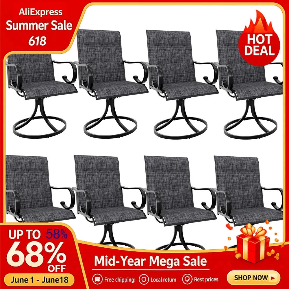Patio Swivel Chair Set of 8, High Back Padded Textilene Dining Chairs with ECoating Metal Frame, AllWeather Outdoor set, Custom
Patio Swivel Chair Set of 8, High Back Padded Textilene Dining Chairs with ECoating Metal Frame, AllWeather Outdoor set, Custom