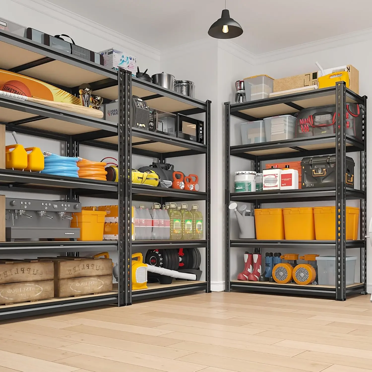 2020LBS Storage Shelves 5 Tier Garage Shelving Heavy Duty Adjustable Garage Shelves, 35.5" W x 11.9" D x 72" H, Black
2020LBS Storage Shelves 5 Tier Garage Shelving Heavy Duty Adjustable Garage Shelves, 35.5" W x 11.9" D x 72" H, Black