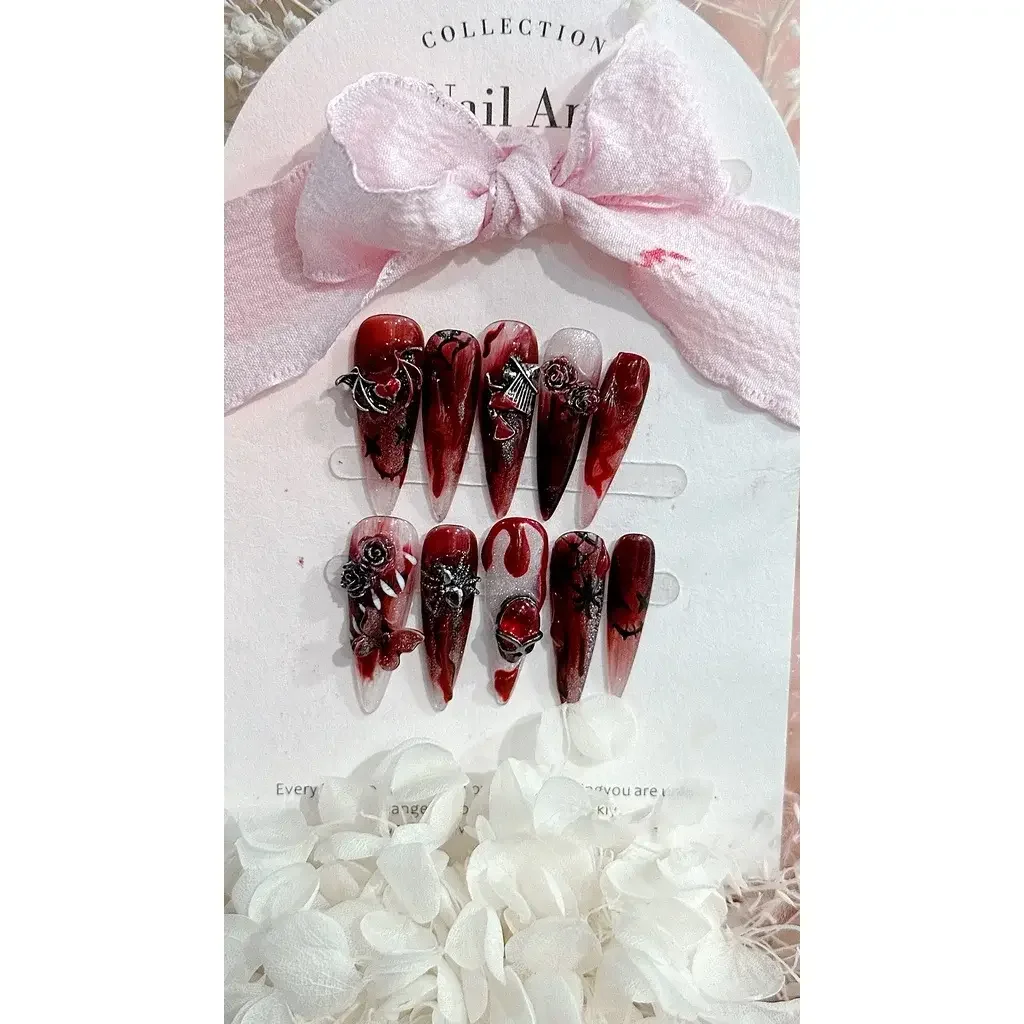 Halloween Event Handmade Wear Nails Flying on A Broomstick Nail Art Patches Blood Sacrifice Removable Fake Nails 66
Halloween Event Handmade Wear Nails Flying on A Broomstick Nail Art Patches Blood Sacrifice Removable Fake Nails 66