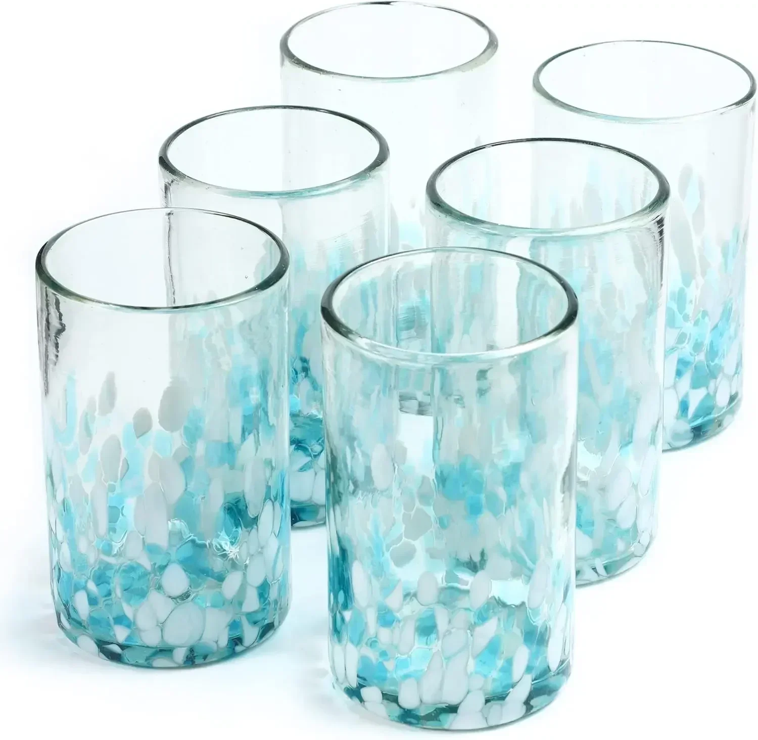 15 oz Hand Blown Mexican Drinking Glasses - Set of 6 tumblers, 15 fl oz each, Ocean Blue Confetti
15 oz Hand Blown Mexican Drinking Glasses - Set of 6 tumblers, 15 fl oz each, Ocean Blue Confetti