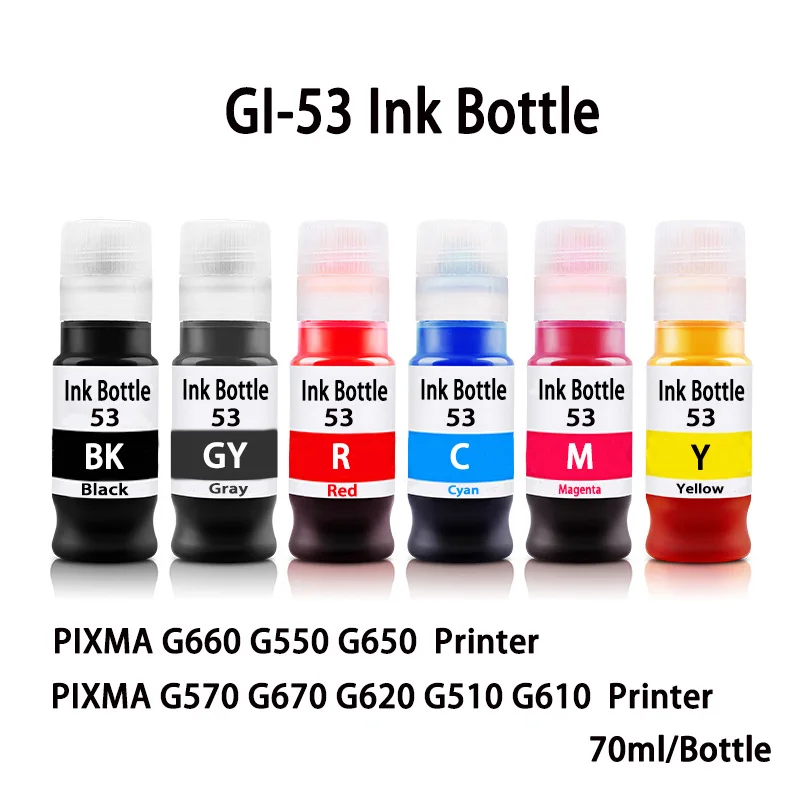 Refill Ink gi53 GI-23 GI-43 GI-53 GI-73 for Canon PIXMA G550 G650 G590 G595 G690 G695 G580 G680 G540 G640 G570 G670 printer
Refill Ink gi53 GI-23 GI-43 GI-53 GI-73 for Canon PIXMA G550 G650 G590 G595 G690 G695 G580 G680 G540 G640 G570 G670 printer