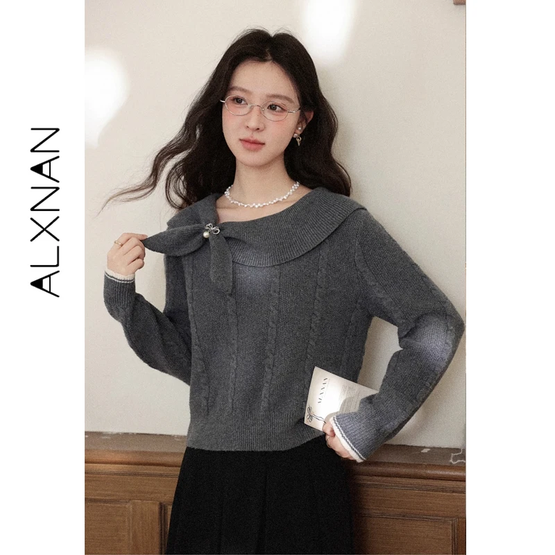ALXNAN Deep Gray Women's Winter Sweater Chic Knit Warm Casual Pullover Fashion Asymmetric Bow Ruffled Collar Jumper DYL662197
ALXNAN Deep Gray Women's Winter Sweater Chic Knit Warm Casual Pullover Fashion Asymmetric Bow Ruffled Collar Jumper DYL662197