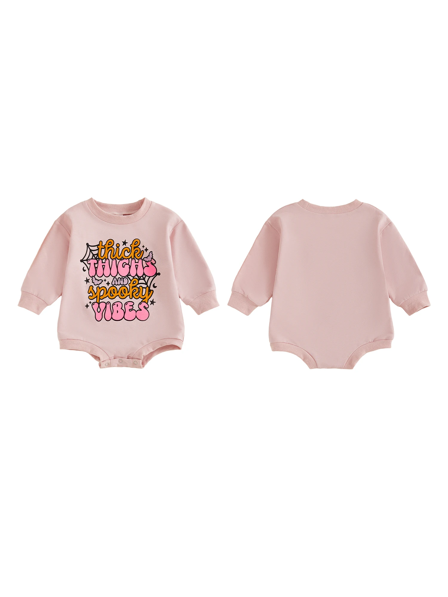 Infant Girls Halloween Romper with Spooky Lettering and Pumpkin Print Cozy Long Sleeve Round Neck Jumpsuit for Fall
Infant Girls Halloween Romper with Spooky Lettering and Pumpkin Print Cozy Long Sleeve Round Neck Jumpsuit for Fall