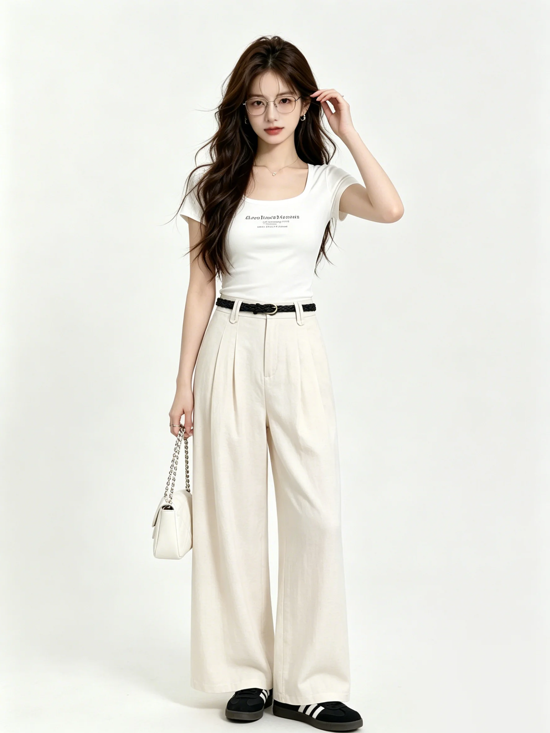 Korean Minimalist High Waist Wide Leg Pants Women's Belted Casual Breathable Comfortable Straight Cut Trousers for Daily Wear
Korean Minimalist High Waist Wide Leg Pants Women's Belted Casual Breathable Comfortable Straight Cut Trousers for Daily Wear