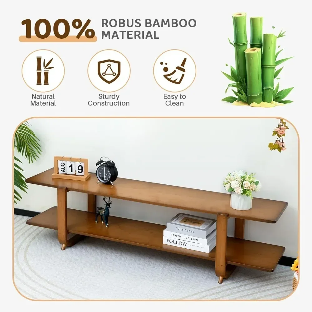 Bamboo TV Stand with Storage for TVs up to 65'', Modern Entertainment Center with 2 Open Shelf, Accent Media Console Table
Bamboo TV Stand with Storage for TVs up to 65'', Modern Entertainment Center with 2 Open Shelf, Accent Media Console Table