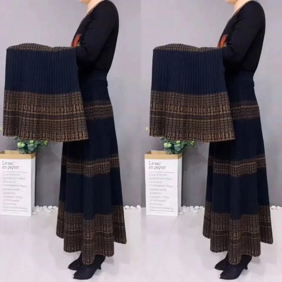 Spring Autumn High Waist Knitted Skirts Women High End Drape A-line Vintage Plaid Skirt Autumn Winter Thick Elegant Long Skirts
Spring Autumn High Waist Knitted Skirts Women High End Drape A-line Vintage Plaid Skirt Autumn Winter Thick Elegant Long Skirts