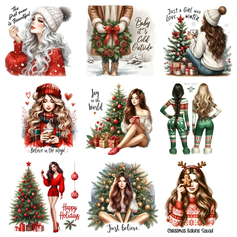 Merry Christmas Retro Woman beauty girl Iron-On Heat Transfer Stickers Decals for T shirts Sweatshirts Bag Clothing Fabric Decor
Merry Christmas Retro Woman beauty girl Iron-On Heat Transfer Stickers Decals for T shirts Sweatshirts Bag Clothing Fabric Decor