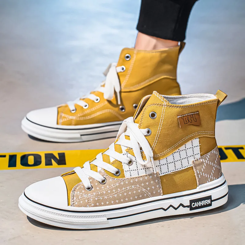 Popular Yellow High Top Sneakers Men Espadrilles Breathable Canvas Shoes Man Lace-up Men's Vulcanize Shoes Zapatillas De Deporte
Popular Yellow High Top Sneakers Men Espadrilles Breathable Canvas Shoes Man Lace-up Men's Vulcanize Shoes Zapatillas De Deporte