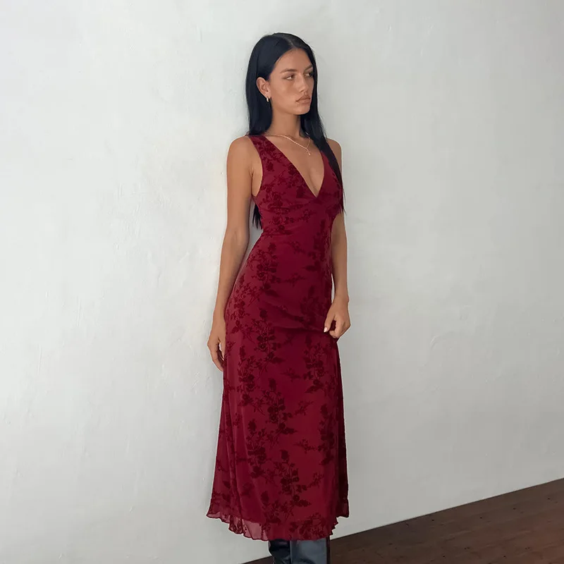 Floral Print Tank Dress Ladies Deep V Neck Sleeveless Slim Fit High Waist Flowy Hem Elegant Long Midi Elegant Party Dress 260701
Floral Print Tank Dress Ladies Deep V Neck Sleeveless Slim Fit High Waist Flowy Hem Elegant Long Midi Elegant Party Dress 260701