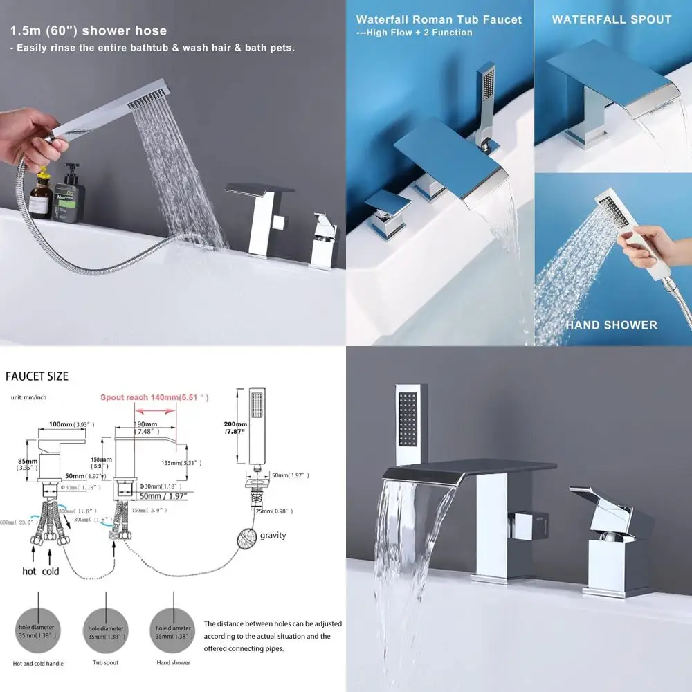 Трехпозиционный смеситель для ванны из цельной латуни с хромированным покрытием, для установки на бортик, с ручным душем
Трехпозиционный смеситель для ванны из цельной латуни с хромированным покрытием, для установки на бортик, с ручным душем