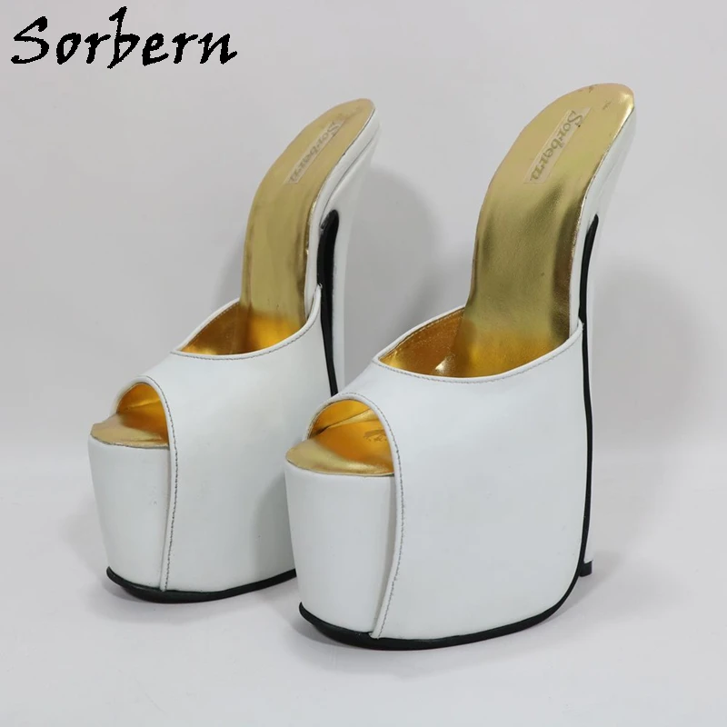 Sorbern 20Cm Matte White Fetish Slippers For Women Open Toe Hidden Platform Summer Shoes High Heel High Arch Slip On Shoes
Sorbern 20Cm Matte White Fetish Slippers For Women Open Toe Hidden Platform Summer Shoes High Heel High Arch Slip On Shoes