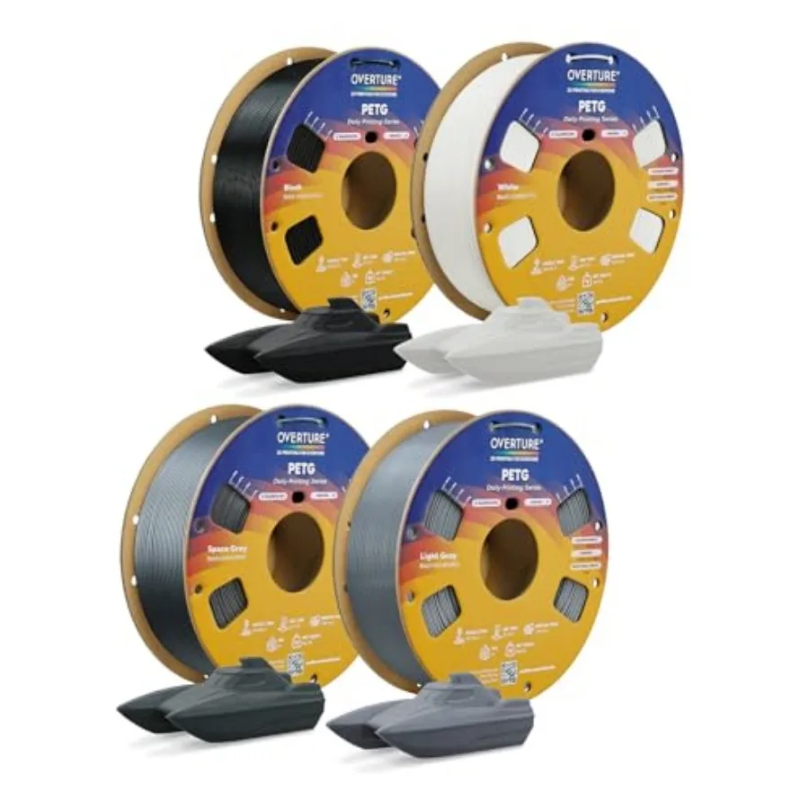 PETG Filament 1.75mm Bundle, High Speed 3D Printer Filament, Neatly Wound and Clog-Free, 4 Pack 2.2lbs,Accuracy +/- 0.02mm, Fit
PETG Filament 1.75mm Bundle, High Speed 3D Printer Filament, Neatly Wound and Clog-Free, 4 Pack 2.2lbs,Accuracy +/- 0.02mm, Fit