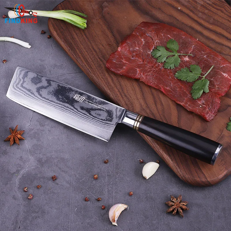 FINDKING 7 Inch Nakiri Knife 67 Layers Damascus VG10 Steel Blade Chefs Cleaver Slicing Fish Sushi Kitchen Knives Ebony Handle
FINDKING 7 Inch Nakiri Knife 67 Layers Damascus VG10 Steel Blade Chefs Cleaver Slicing Fish Sushi Kitchen Knives Ebony Handle