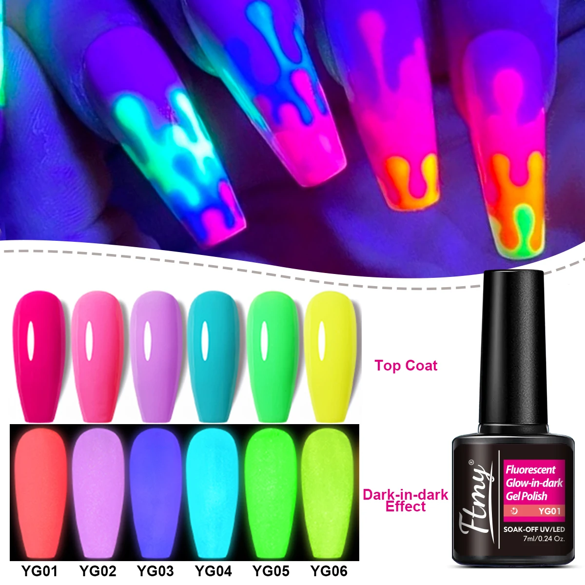 6pcs/set- glow-in-the-dark gel nail polish set, spring and summer macaron pink green blue yellow gel varnish set, soaking UV/LED
6pcs/set- glow-in-the-dark gel nail polish set, spring and summer macaron pink green blue yellow gel varnish set, soaking UV/LED