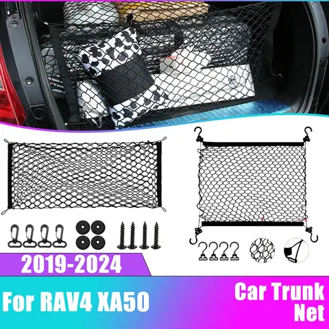 Malla de nailon elástica para maletero de coche, red de almacenamiento de bolsas de equipaje, accesorios elásticos para Toyota RAV4 XA50 2023 2024-2019