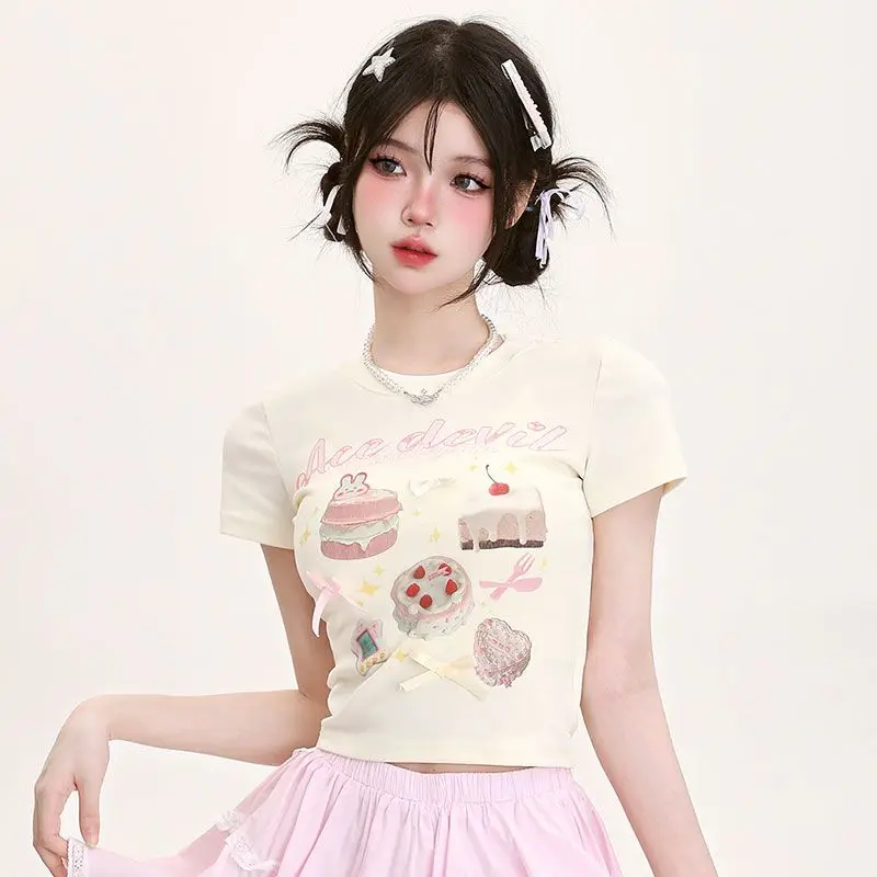 Summer Cute Fashion Popular O Neck Short Sleeve T Shirts All Match Sweet Japanese Kawaii Print Girl T Shirts Y2k Punk Clothes
Summer Cute Fashion Popular O Neck Short Sleeve T Shirts All Match Sweet Japanese Kawaii Print Girl T Shirts Y2k Punk Clothes