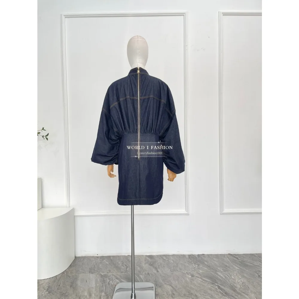 2025 New High Quality Cotton Women's Classic Navy Blue Denim Long Sleeve Mini Dress
2025 New High Quality Cotton Women's Classic Navy Blue Denim Long Sleeve Mini Dress