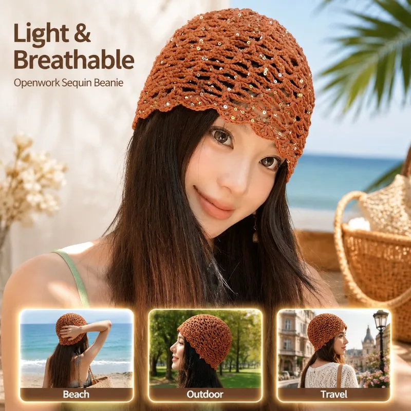 Women’s Vintage Hollow Knit Beanie Hand Woven with Sparkling Sequin Decor Versatile Artistic Styling Serves Casual Matching
Women’s Vintage Hollow Knit Beanie Hand Woven with Sparkling Sequin Decor Versatile Artistic Styling Serves Casual Matching