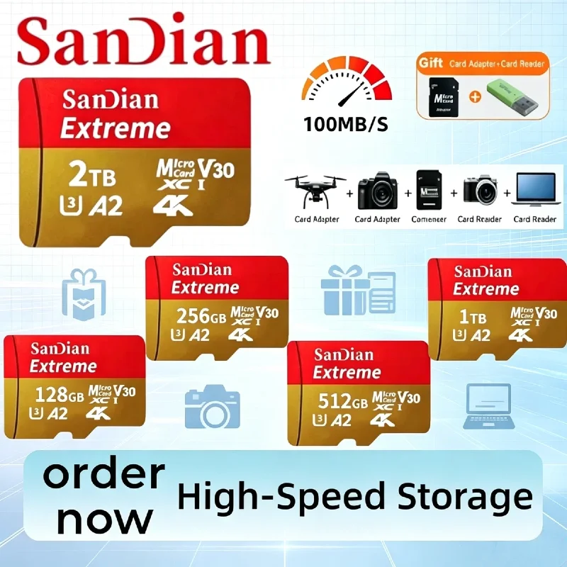 Original 128GB 256GB 1TB Class10 Micro TF SD Card Portable Mini Storage Card for Smartphone Camera and Flying Drone
Original 128GB 256GB 1TB Class10 Micro TF SD Card Portable Mini Storage Card for Smartphone Camera and Flying Drone