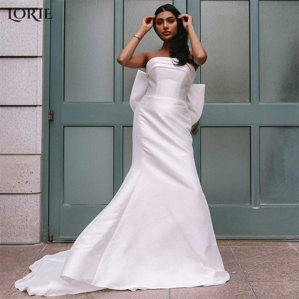 LORIE Elegant Solid Mermaid Wedding Dresses Pleated Off Shoulder Backless Bridal Gowns Bow Elastic Satin Strapless Bride Dress
LORIE Elegant Solid Mermaid Wedding Dresses Pleated Off Shoulder Backless Bridal Gowns Bow Elastic Satin Strapless Bride Dress