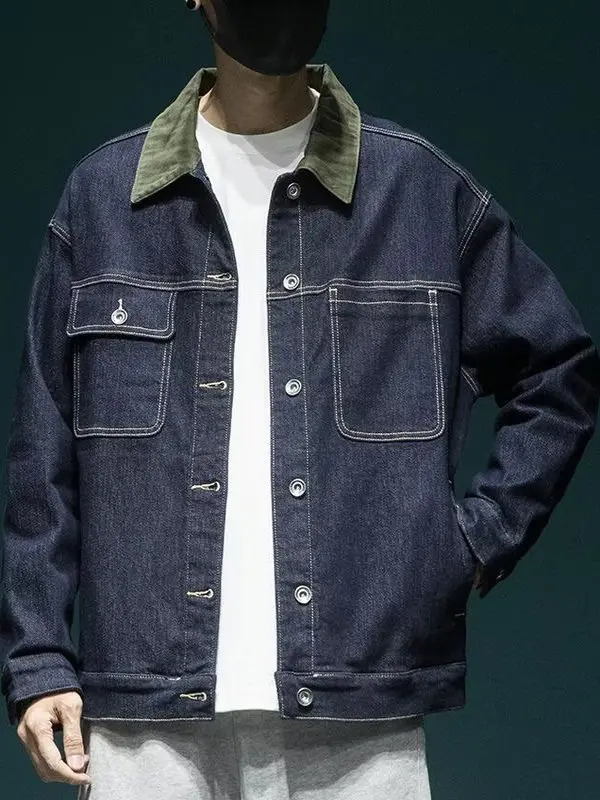 Retro American Sle Men's Denim Jaet Spring Autumn Loose Fit Waed Color Blo Casual Workwear Jaet Trendy And Haome
Retro American Sle Men's Denim Jaet Spring Autumn Loose Fit Waed Color Blo Casual Workwear Jaet Trendy And Haome