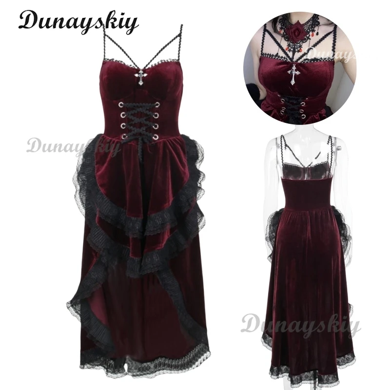 Sexy Lace Dovetail Halter Dress Dark Gothic Cospaly Dovetail Witch Demon Vampire Ghost Bridal Dress Halloween
Sexy Lace Dovetail Halter Dress Dark Gothic Cospaly Dovetail Witch Demon Vampire Ghost Bridal Dress Halloween