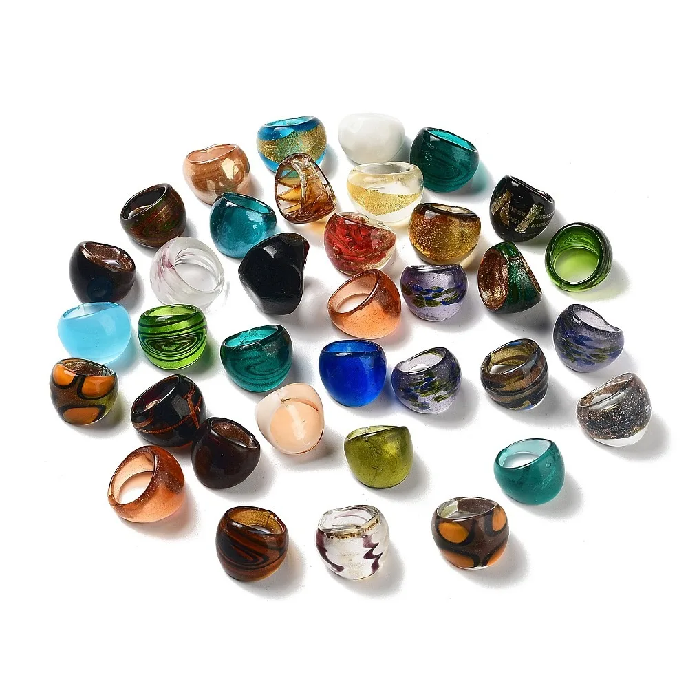Mixed Handmade Lampwork Wide Band Rings Mixed Color 17~20mm 12pcs/box
Mixed Handmade Lampwork Wide Band Rings Mixed Color 17~20mm 12pcs/box