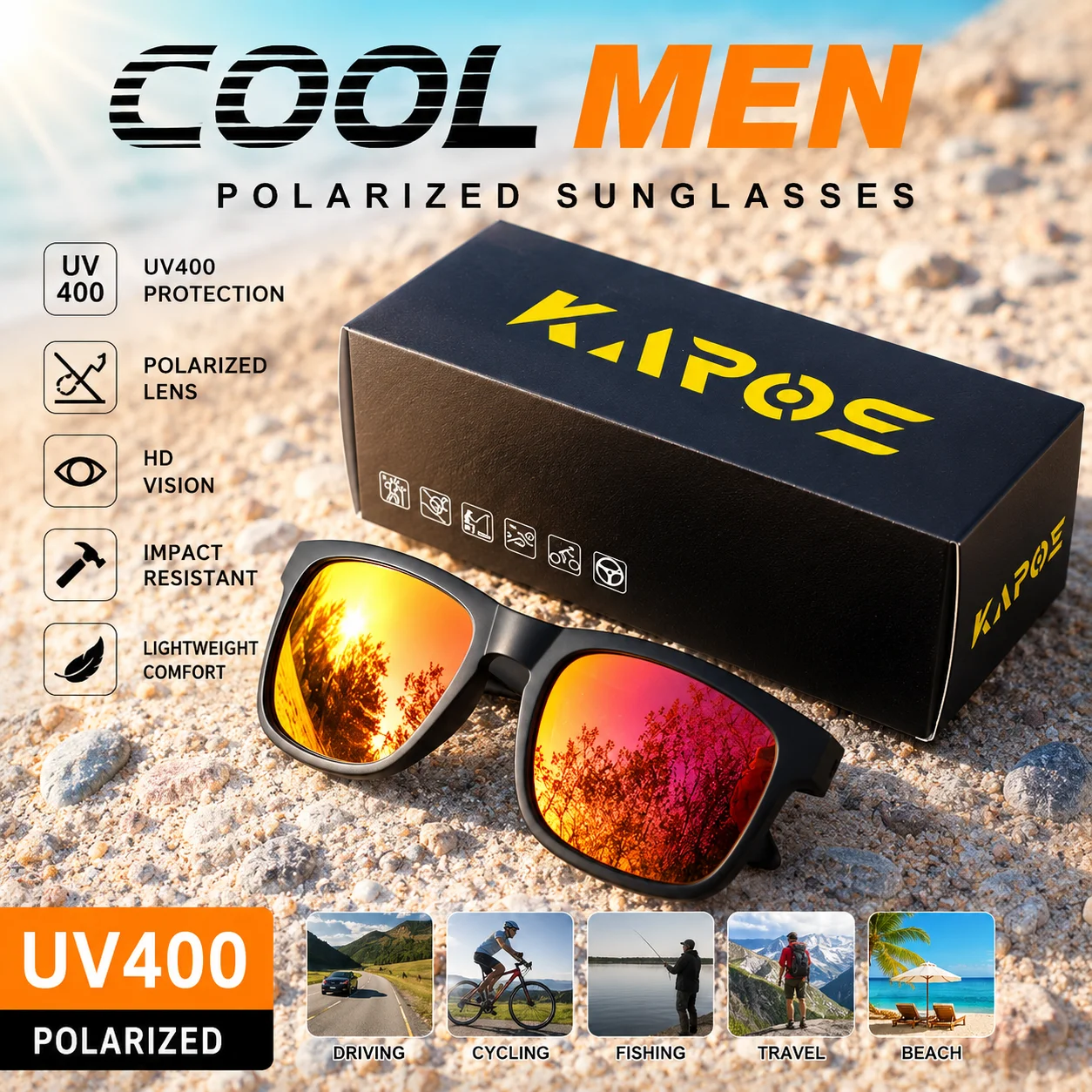 COOLMEN Polarized Sunglasses UV Protection Outdoor Sports Fishing Eyewear Men Women Fashion Square Driving Sun Glasses YZ2019WB
COOLMEN Polarized Sunglasses UV Protection Outdoor Sports Fishing Eyewear Men Women Fashion Square Driving Sun Glasses YZ2019WB