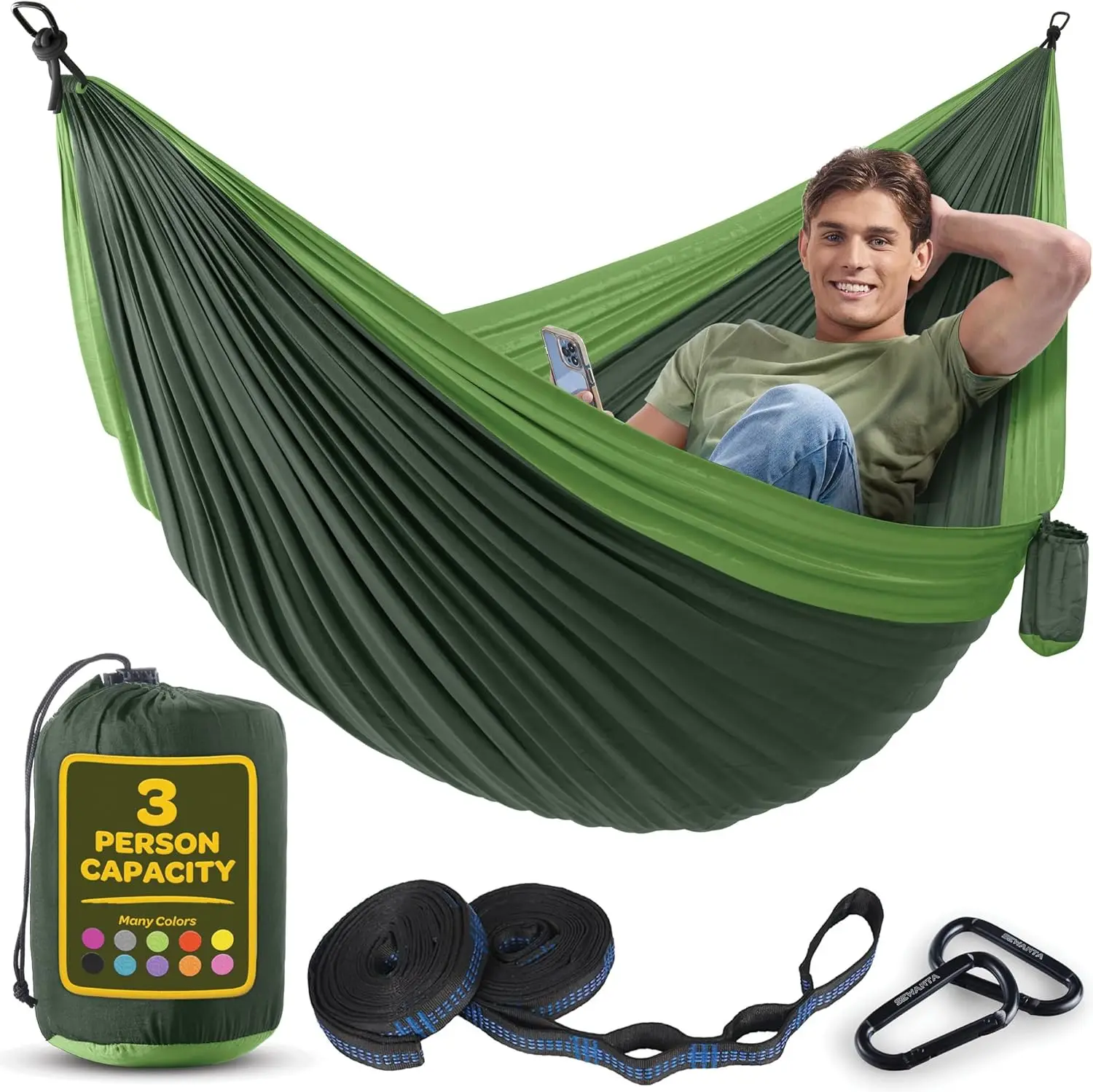 Durable Hammo 550 Lb Acity, Nylon Camping Hammo Chair - Double Or Single Sizes W/Tree Straps And Attached Carry Bag - For
Durable Hammo 550 Lb Acity, Nylon Camping Hammo Chair - Double Or Single Sizes W/Tree Straps And Attached Carry Bag - For