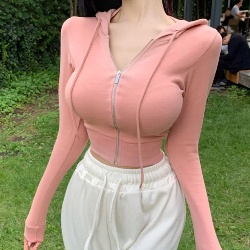 Sexy Tight Fitted Zipped Hoodie Cardigan Women's Fashion Qu060 Show Chest Enhancing Short Style Sweet Style Long Sleeve
Sexy Tight Fitted Zipped Hoodie Cardigan Women's Fashion Qu060 Show Chest Enhancing Short Style Sweet Style Long Sleeve