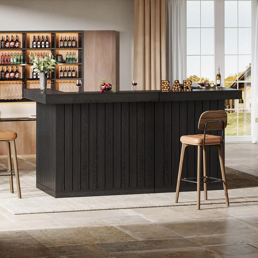 L-Shaped Home Bar Unit, 4-Tier Liquor Bar Table with Storage Shelves and Wine Glasses Holder, Industrial Wine Cabinet Retion Des
L-Shaped Home Bar Unit, 4-Tier Liquor Bar Table with Storage Shelves and Wine Glasses Holder, Industrial Wine Cabinet Retion Des