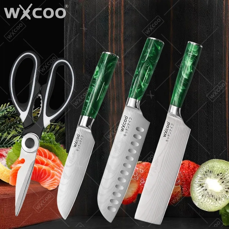 WXCOO Damascus Laser Japanese Knife Kitchen Scissor Stainless Steel Boning Cleaver Knife Butcher Santoku Fruit Slicing
WXCOO Damascus Laser Japanese Knife Kitchen Scissor Stainless Steel Boning Cleaver Knife Butcher Santoku Fruit Slicing