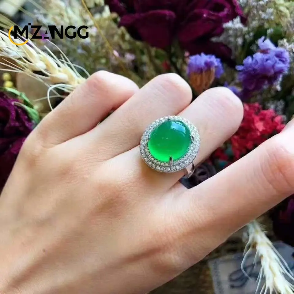 925 Silver Inlaid Ice Kind Green Chalcedony Ring Red Chalcedony Egg Noodle Female Ring Charm Luxury Jewelry Ladies' Holiday Gift
925 Silver Inlaid Ice Kind Green Chalcedony Ring Red Chalcedony Egg Noodle Female Ring Charm Luxury Jewelry Ladies' Holiday Gift