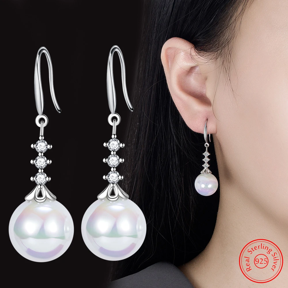 Real 925 Sterling Silver High-quality Fashion Jewelry Crystals Zircon Pearl Drop Earrings For Woman XY0046
Real 925 Sterling Silver High-quality Fashion Jewelry Crystals Zircon Pearl Drop Earrings For Woman XY0046