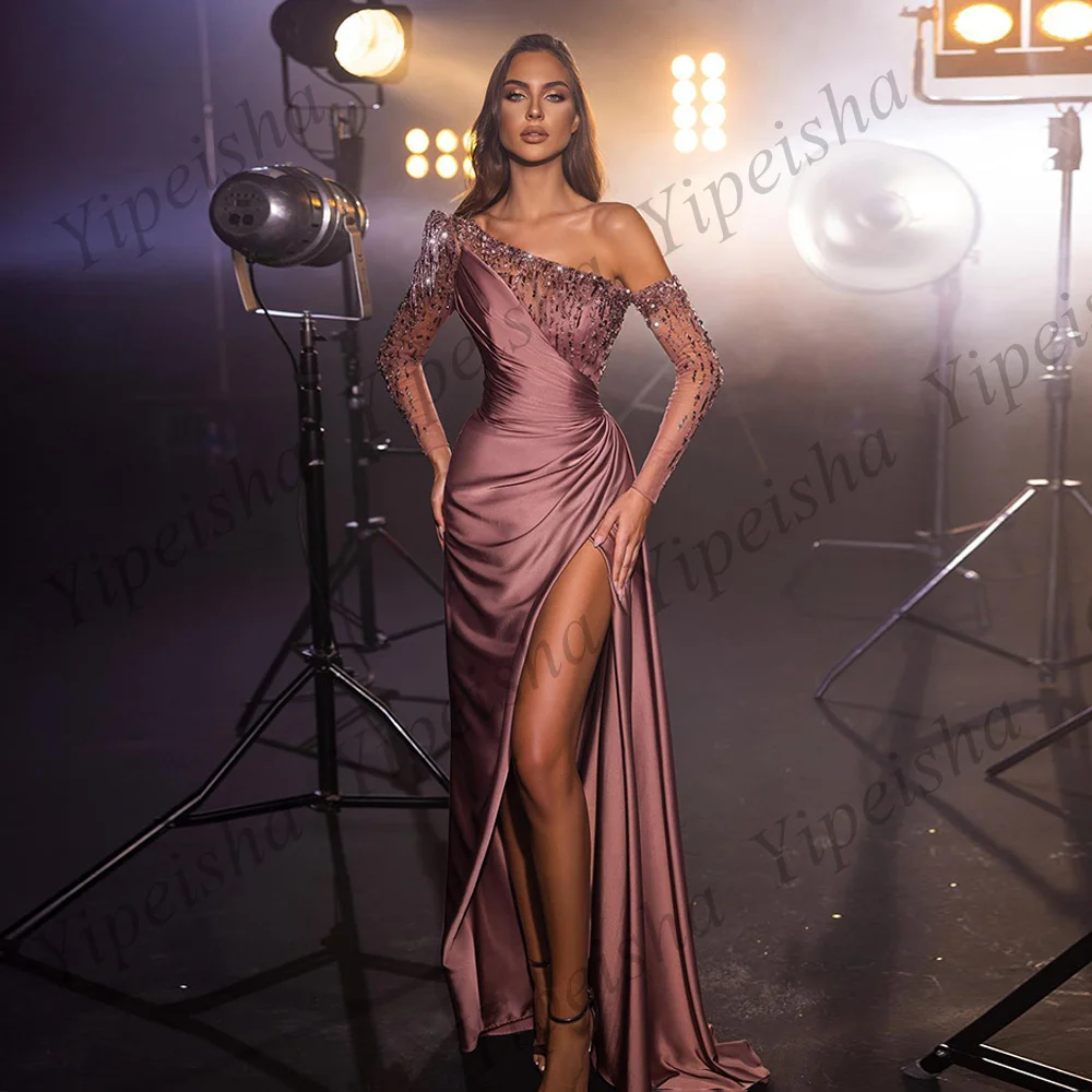 Fashion Evening Dress New Arrival Long Sleeves Beading Sequin High Split Saudi Arabic Prom Gown A Line Satin Dubai Party Dresses
Fashion Evening Dress New Arrival Long Sleeves Beading Sequin High Split Saudi Arabic Prom Gown A Line Satin Dubai Party Dresses