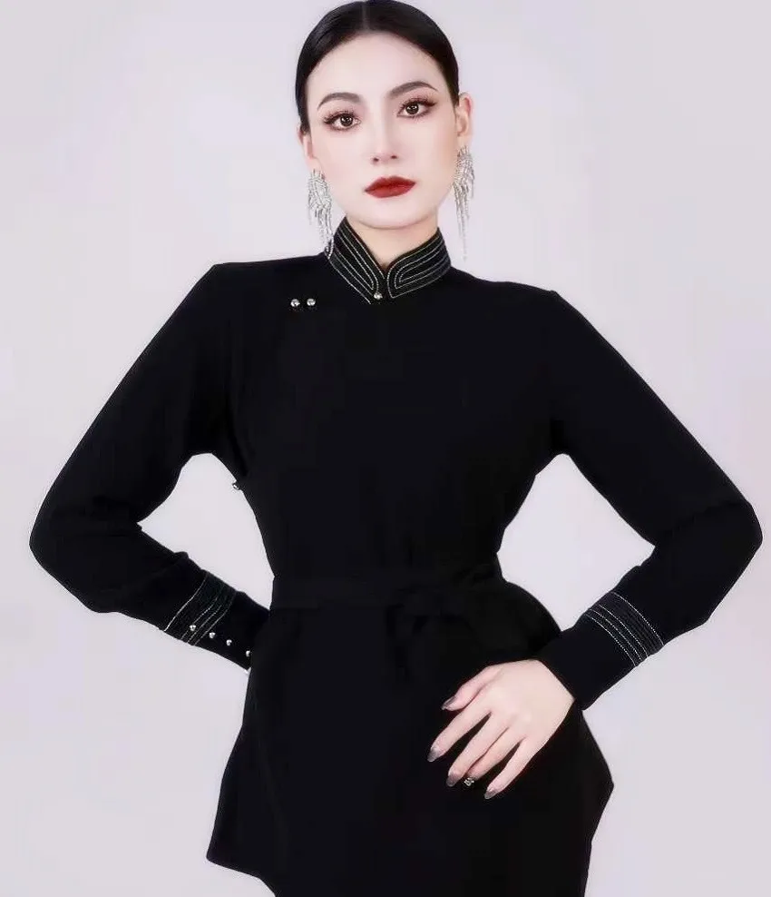 Mongolian Elements Jacket Casual Daily Stand Collar Blouse Top Solid Color Sunshine Bead Fabric Long Sleeve Belt Overcoat TP018
Mongolian Elements Jacket Casual Daily Stand Collar Blouse Top Solid Color Sunshine Bead Fabric Long Sleeve Belt Overcoat TP018