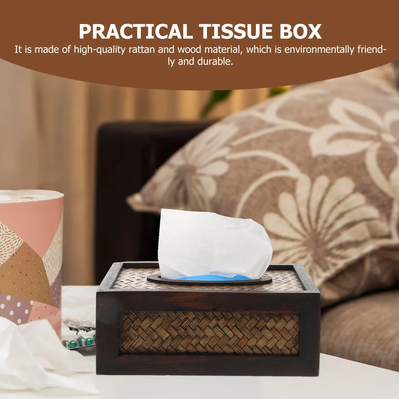 1Pcs Rattan Woven Tissue Box Premium Wooden Desktop Holder for Home Hotel Living Room Decorative Storage Napkin Organizer
1Pcs Rattan Woven Tissue Box Premium Wooden Desktop Holder for Home Hotel Living Room Decorative Storage Napkin Organizer