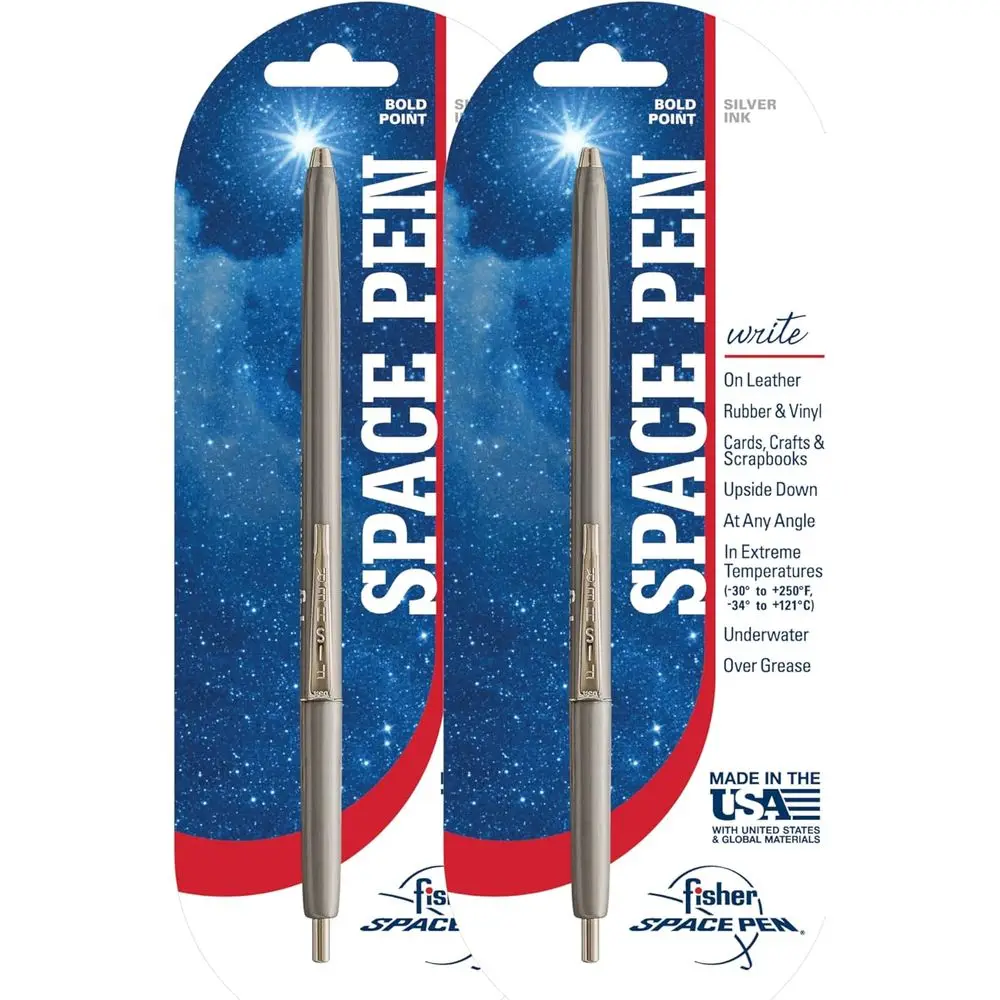 Premium Silver Metallic Ink Ballpoint Pen, Writes Anywhere, Bold Tip, 2-Pack, Made in USA
Premium Silver Metallic Ink Ballpoint Pen, Writes Anywhere, Bold Tip, 2-Pack, Made in USA