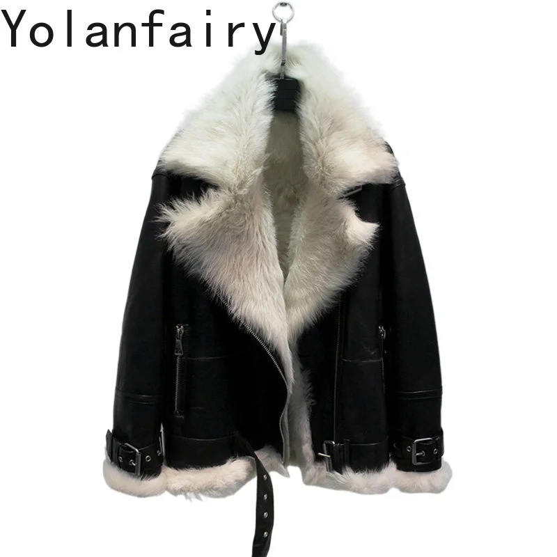 YOLANFAIRY Real Fur Coat Women Winter High Quality Genuine Sheep Fur Integrated Coats Oversized Warm Motocyle Leather Jackets
YOLANFAIRY Real Fur Coat Women Winter High Quality Genuine Sheep Fur Integrated Coats Oversized Warm Motocyle Leather Jackets