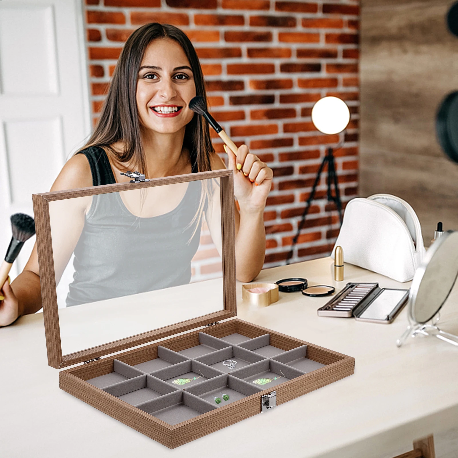 Wooden Display Box Large Capacity Jewelry Case Organizer 12 Grids Clear Lid Necklace Earring Storage Home Store Show Dust Proof
Wooden Display Box Large Capacity Jewelry Case Organizer 12 Grids Clear Lid Necklace Earring Storage Home Store Show Dust Proof