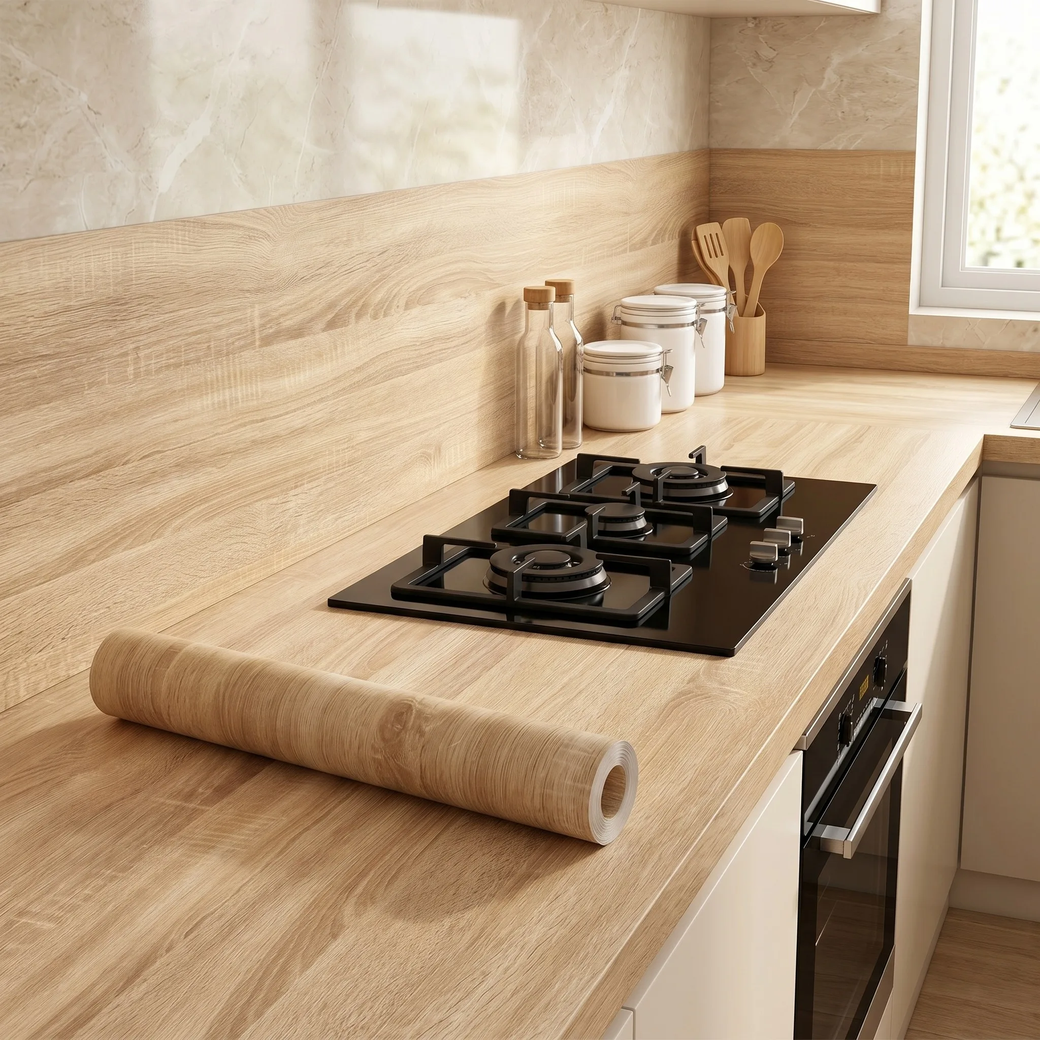 Light Oak Wood Self-Adhesive Wallpaper Anti-oil Waterproof Removable Wood Sticker For Kitchen Countertop Wall Cabinet Stove Surr
Light Oak Wood Self-Adhesive Wallpaper Anti-oil Waterproof Removable Wood Sticker For Kitchen Countertop Wall Cabinet Stove Surr