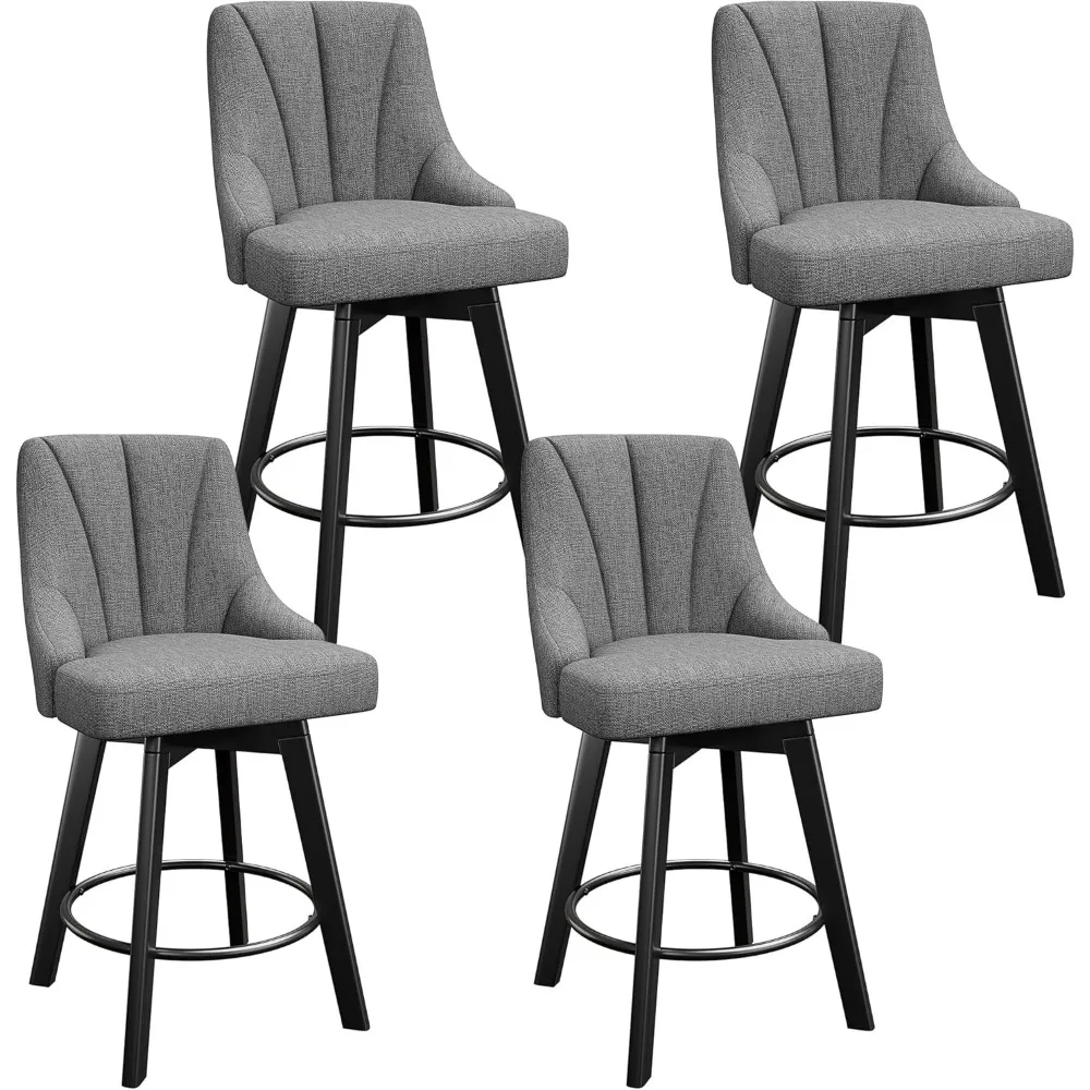 Swivel Bar Stools with Backs, 24" Counter Height Barstools Set of 4, Fabric Upholstered Counter Bar Stools with Solid Wood Legs
Swivel Bar Stools with Backs, 24" Counter Height Barstools Set of 4, Fabric Upholstered Counter Bar Stools with Solid Wood Legs