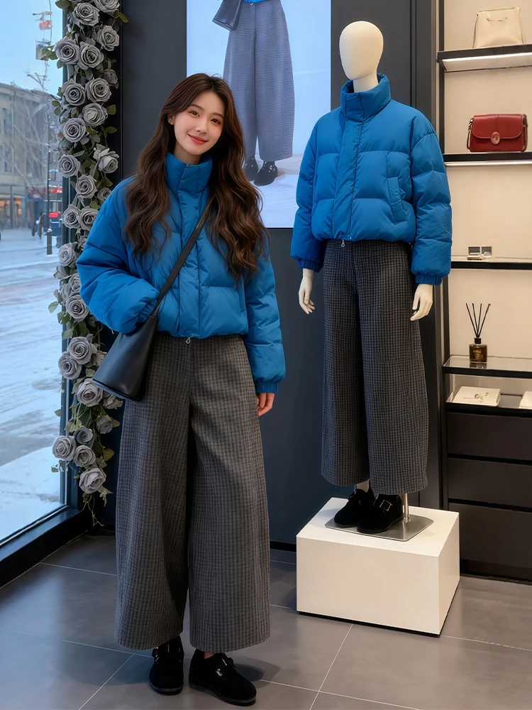Blue Cotton Jacket And Wide Leg Pants Set Elegant Autumn Winter Fashion Women's Clothing Casual Style Thickened Warm Ensemble
Blue Cotton Jacket And Wide Leg Pants Set Elegant Autumn Winter Fashion Women's Clothing Casual Style Thickened Warm Ensemble