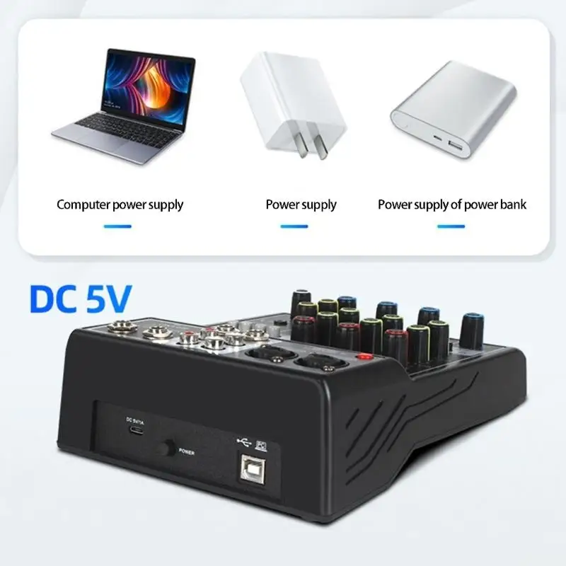 B03F Auditory Mixer 4 Channels Bluetooth-compatible USB For Music Playbacks Recording Featuring EQ Controls Gains Adjustment
B03F Auditory Mixer 4 Channels Bluetooth-compatible USB For Music Playbacks Recording Featuring EQ Controls Gains Adjustment