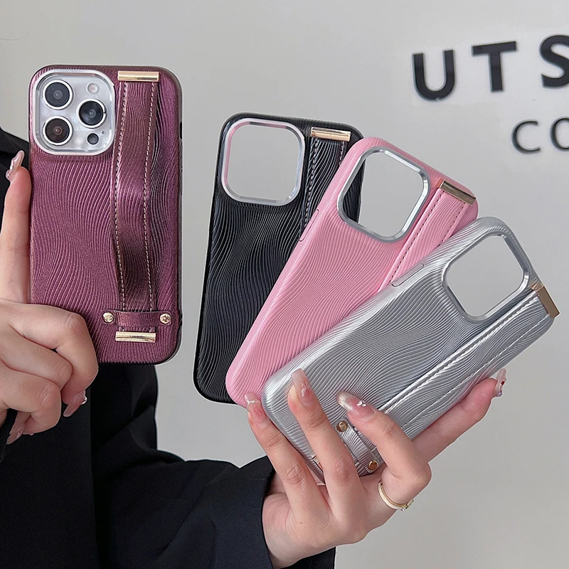 Luxury Water Ripple Wrist Strap Stand Leather Phone Case For iPhone 16 15 14 Plus 13 12 Pro Max 11 Shockproof Protective Cover
Luxury Water Ripple Wrist Strap Stand Leather Phone Case For iPhone 16 15 14 Plus 13 12 Pro Max 11 Shockproof Protective Cover