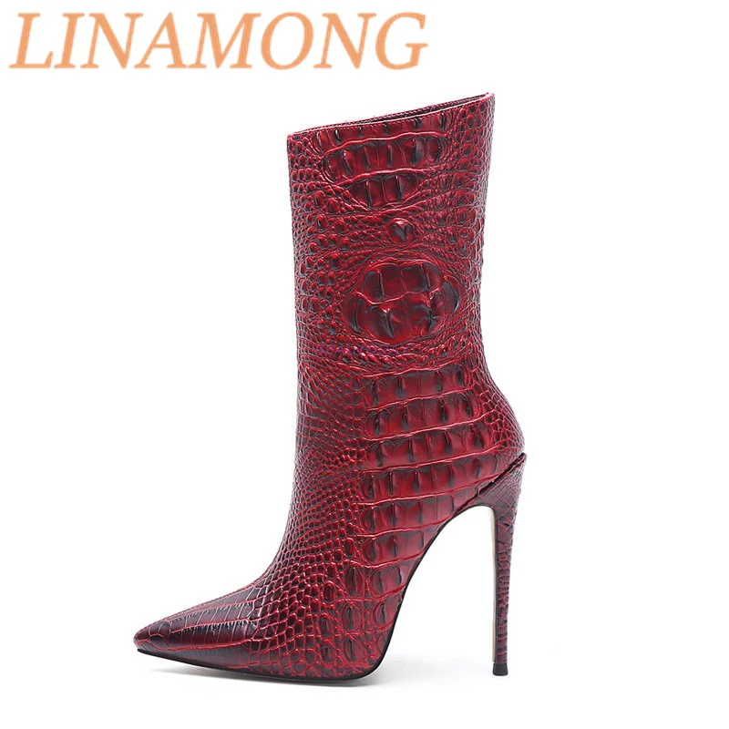 Crocodile Patterned High-Heeled Short Boots Pointed Grid Pattern and Slim High-Heeled Leather Patchwork Design Fashion Boots
Crocodile Patterned High-Heeled Short Boots Pointed Grid Pattern and Slim High-Heeled Leather Patchwork Design Fashion Boots